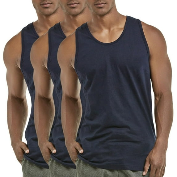 3 Pack Men's Tank Tops Premium Cotton Heavyweight Muscle Tanks Sleeveless Tops Shirt Loose Fit Performance Moisture Wicking S-3XL Gym Sport Activewear