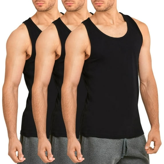 3 Pack Men's Tank Tops Premium Cotton Heavyweight Muscle Tanks Sleeveless Tops Shirt Loose Fit Performance Moisture Wicking S-3XL Gym Sport Activewear