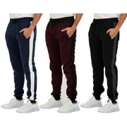 Real Essentials 3 Pack: Men's Cotton Fleece Jogger Sweatpants - Athletic Pants Bottoms with Pockets (Big & Tall Available)