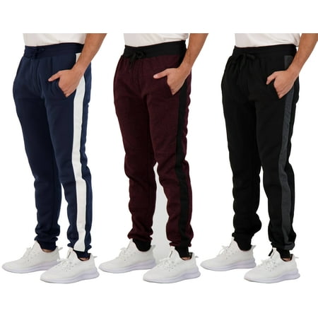3 Pack: Men's Tech Fleece Active Athletic Casual Jogger Sweatpants with Pockets