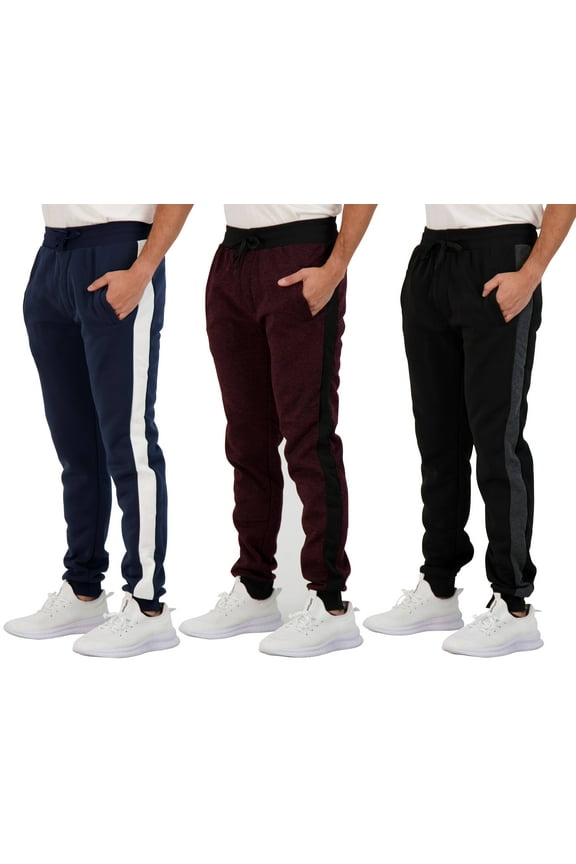 3 Pack: Men's Tech Fleece Active Athletic Casual Jogger Sweatpants with Pockets