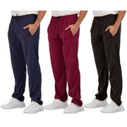 REAL ESSENTIALS 3 Pack: Men's Mesh Athletic Gym Workout Lounge Open Bottom Sweatpants with Pockets (Available In Big & Tall)