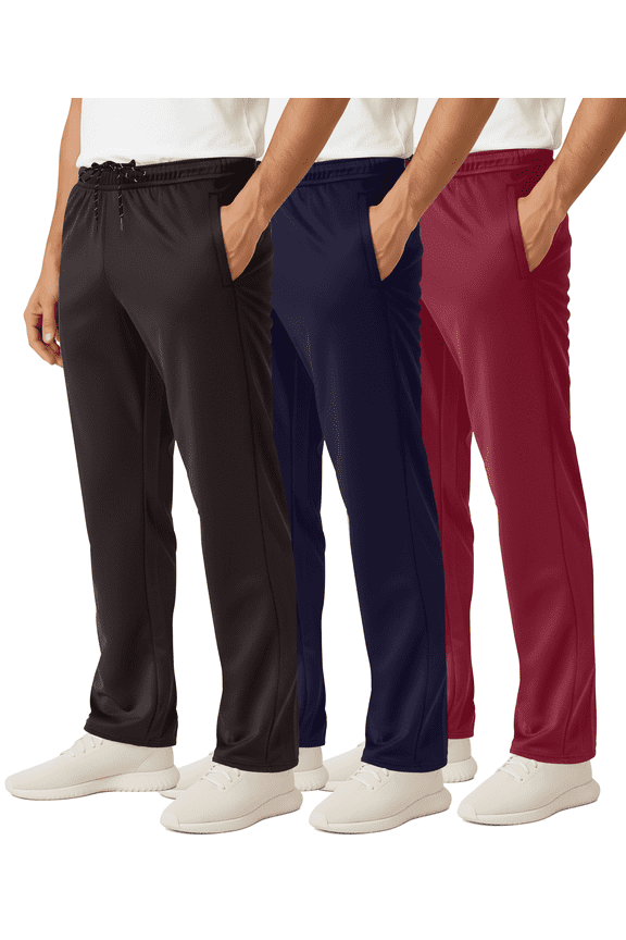 3 Pack: Men's Mesh Open Bottom Sweatpants Gym Active Athletic Workout Casual Pants with Pockets (Big & Tall)