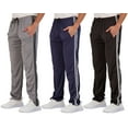 thumbnail image 1 of Real Essentials 3 Pack: Men's Mesh Athletic Gym Workout Lounge Open Bottom Sweatpants with Pockets (Available In Big & Tall), 1 of 7