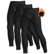 ZUTY 3 Pack Men's Thermal Underwear Bottom Fleece Lined Pant Long Johns Leggings for Men Base Layer for Cold Weather Black-Black-Black M