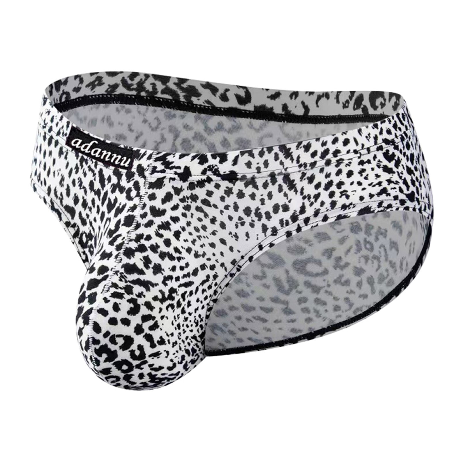 3 Pack Men's Underwear Trend U Leopard Print Panties Low Waist Nylon Crotch Breathable Briefs