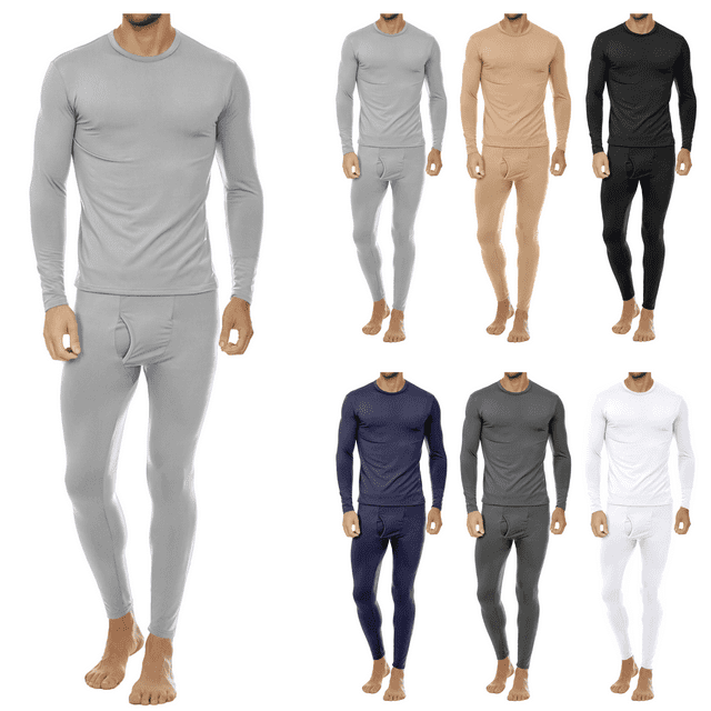 3-Pack Men's Winter Warm Fleece Lined Thermal Underwear Set for Cold ...
