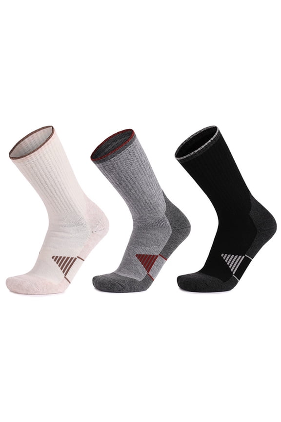 3 Pack Men's Wool Hiking Socks, Micro Crew Cushioned Hiking Walking Thermal Moisture Wicking Trekking Socks