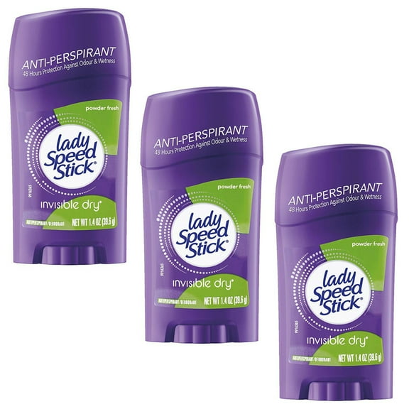 (3 Pack) Mennen Lady Speed Stick Invisible Dry Deodorant Powder Fresh, 1.4 Ounce