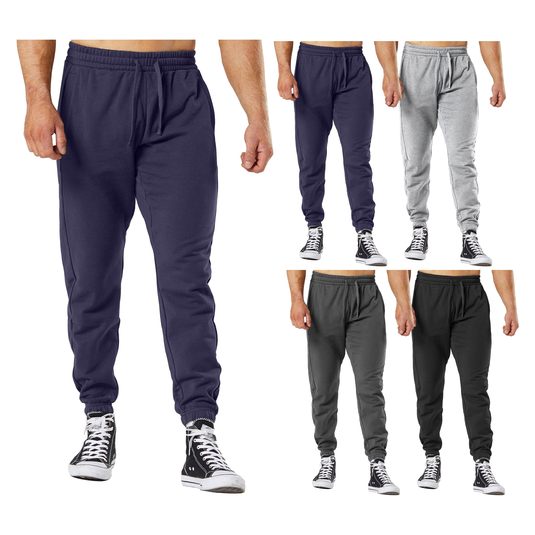 Mens Fleece Lined Jogger Pants 3 Pack Elastic Bottom Sweatpants with Pockets Walmart Business Supplies