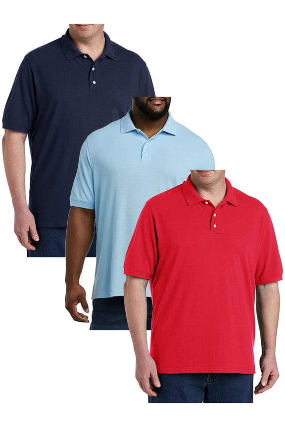 3-Pack Mens Classic Extended Sizing Pique Polo Shirts (3XL-5XL)