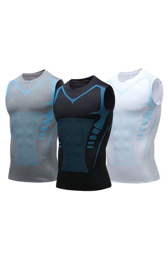 3 Pack Mens Compression Shirt Slimming Shapewear Tummy Control Corset Fat Burning Sweat Compression Vest,L