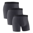 thumbnail image 1 of 3 Pack Mens Cotton-Underwear Casual Breathable Mid Waisted Boxer Briefs Basic Solid Comfort Multipack Stretchy Slim Underpants, 1 of 5