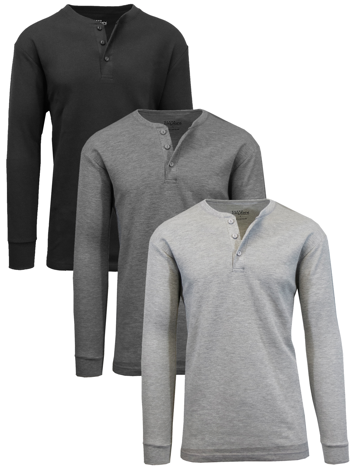Galaxy By Harvic Men's Long Sleeve Thermal Henley Tee (S-3XL) - Walmart.com