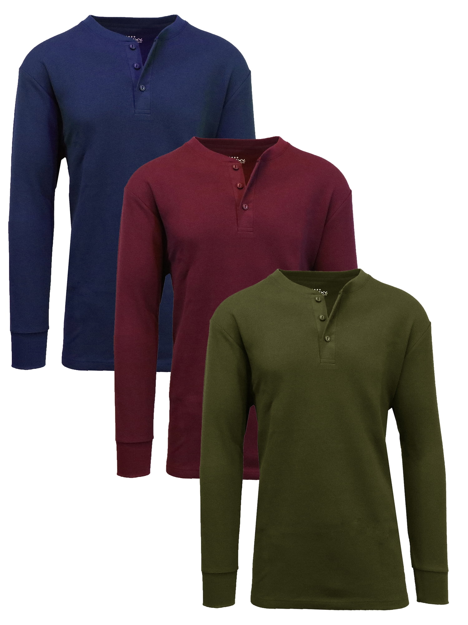 3-Pack Men's Long Sleeve Waffle Knit Thermal Henley Shirt (S-3XL ...