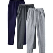 3 Pack Mens Pants Tracksuit Bottoms,Fleece Lined Straight Leg Joggers Men Solid Color Sweatpants Elasticated Waist Trousers Track Pant with Pockets Sports Full Length Sweat Pants