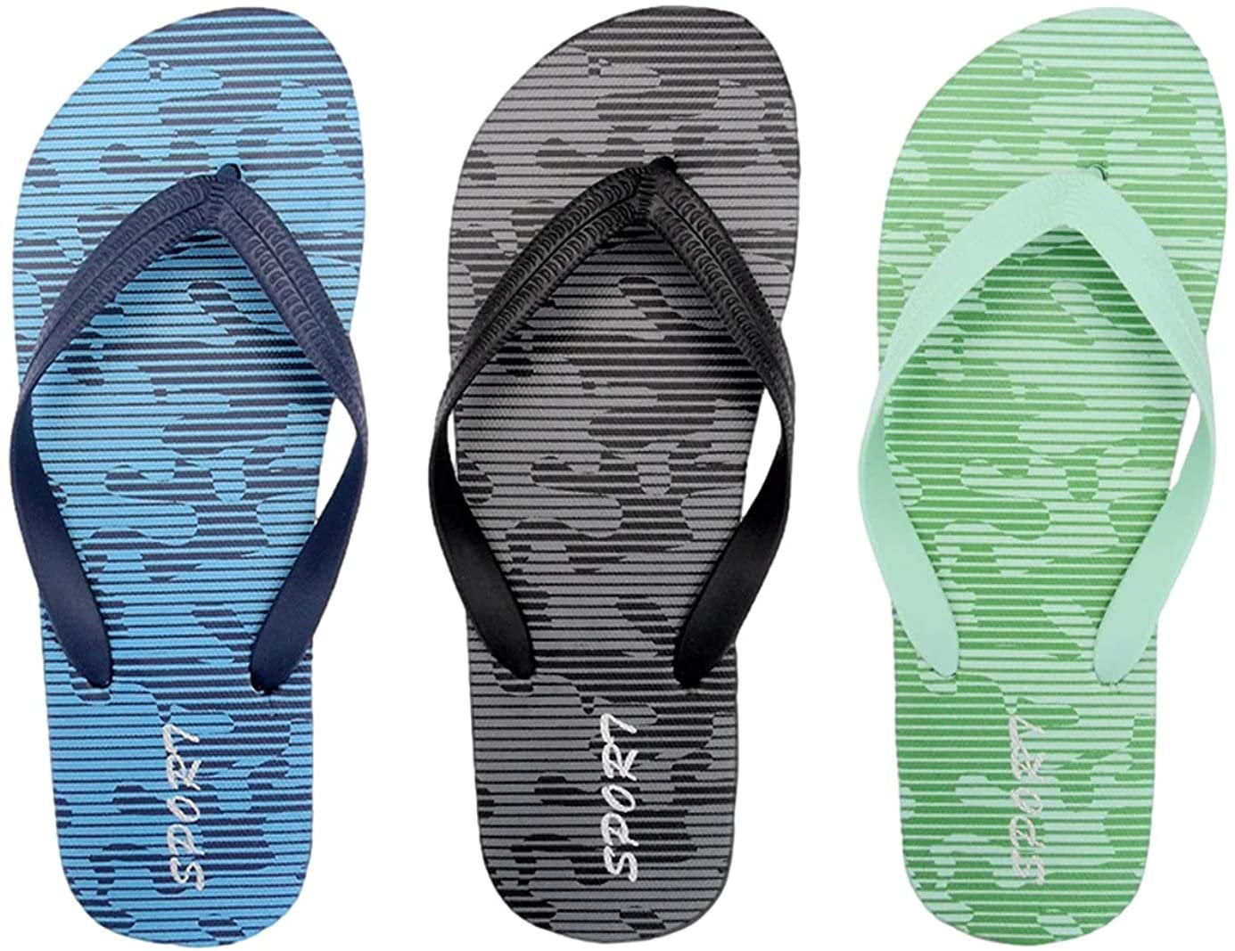 3 Pack Mens Pool Beach Rubber Waterproof Flip Flops Sandals for Summer  Ocean 8