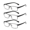 thumbnail image 1 of 3 Pack Mens Rectangular Reading Glasses Metal Spring Hinges Business Readers Presbyopic glasses, 1 of 2