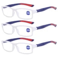 thumbnail image 1 of 3 Pack Mens Rimmed Sport Reading Glasses +1.0, Womens Blue Light Blocking Plastic White Frame Purple Temple Readers 1.0, 1 of 4