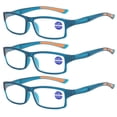 thumbnail image 1 of 3 Pack Mens Rimmed Sport Reading Glasses +3.5, Womens Blue Light Blocking Plastic Blue Frame Readers 3.5, 1 of 4