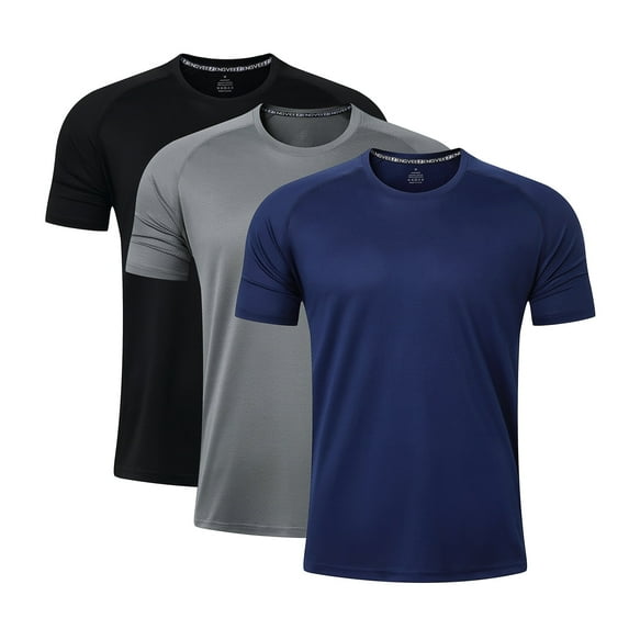 3 Pack Mens Running T Shirts Gym Clothes Shirts Dry Fit Moisture Wicking Athletic Shirt Breathable Cool Workout Tshirts