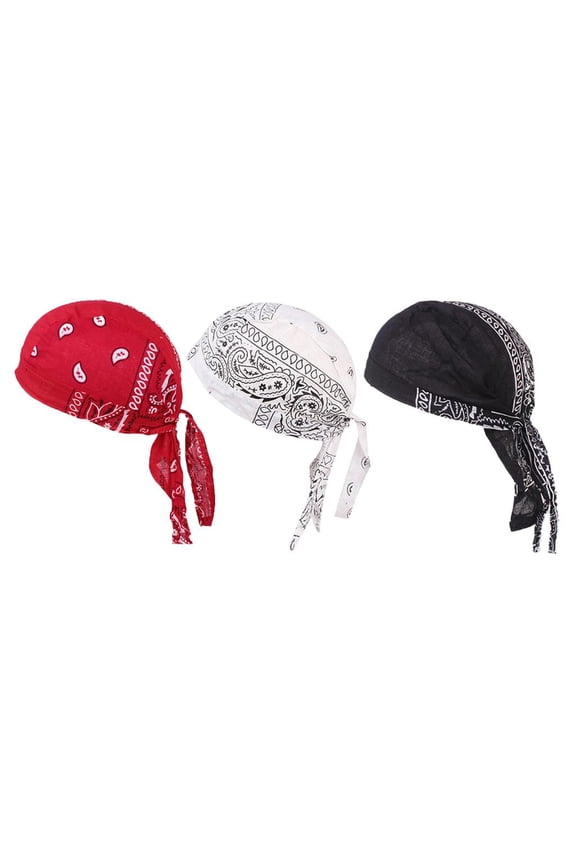 3 Pack Mens Turban Soft Cotton Chemo Cap  Beanie Headscarf Hat