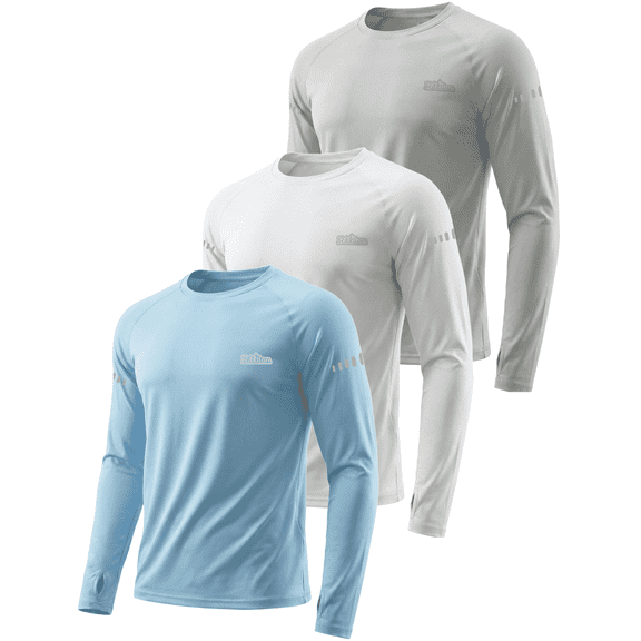 3 Pack Mens UPF 50 Sun Protection Shirts Long Sleeve SPF Quick Dry Fishing Swim Rash Guard Athletic Workout Tops