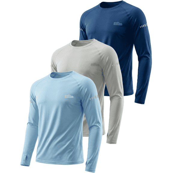 3 Pack Mens UPF 50+ Sun Protection Shirts Long Sleeve SPF Quick Dry Fishing Swim Rash Guard Athletic Workout Tops