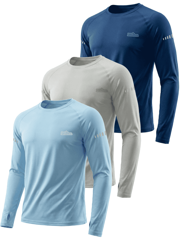 3 Pack Mens UPF 50+ Sun Protection Shirts Long Sleeve SPF Quick Dry Fishing Swim Rash Guard Athletic Workout Tops