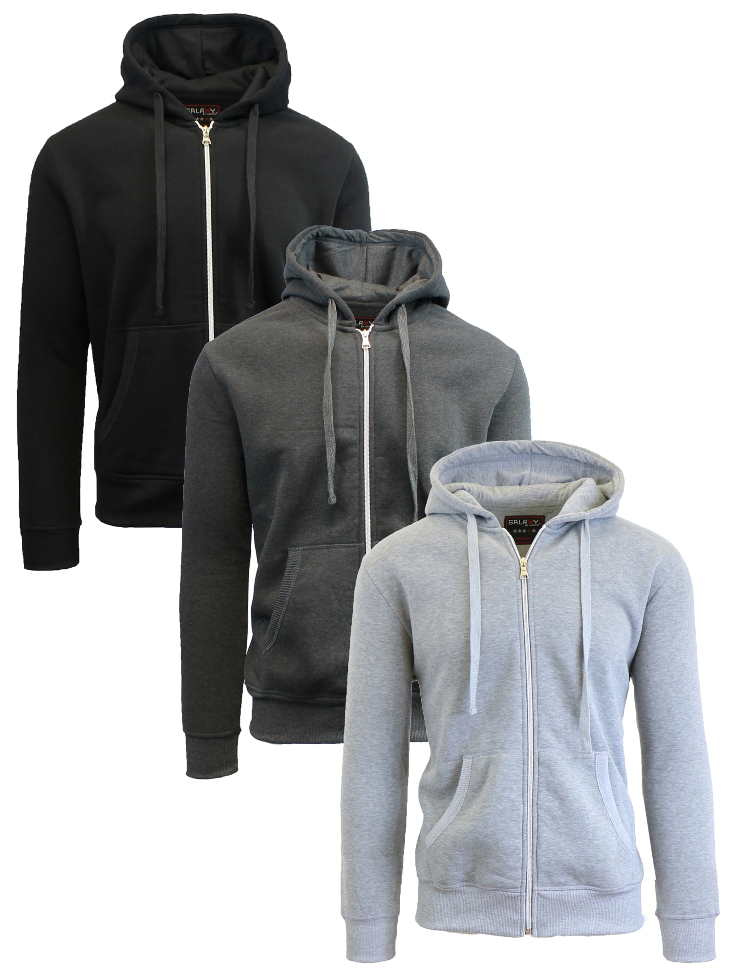 3Pack Mens ZipUp Fleece Lined Hoodie (3Pack)