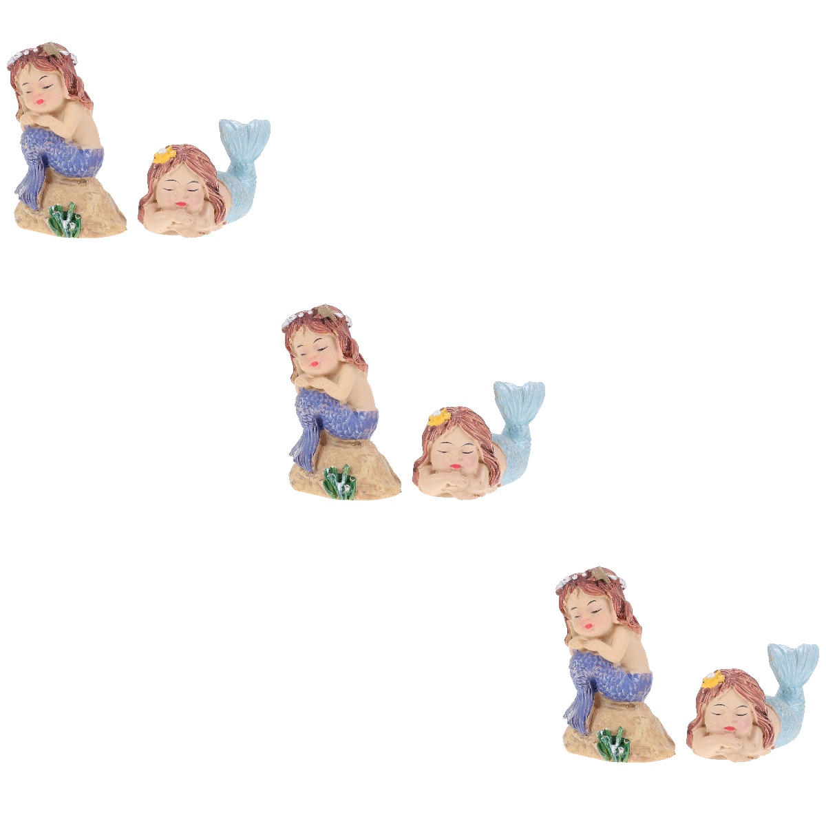 3 Pack Mermaid Crafts Figurine Aquarium Fish Figures Nautical