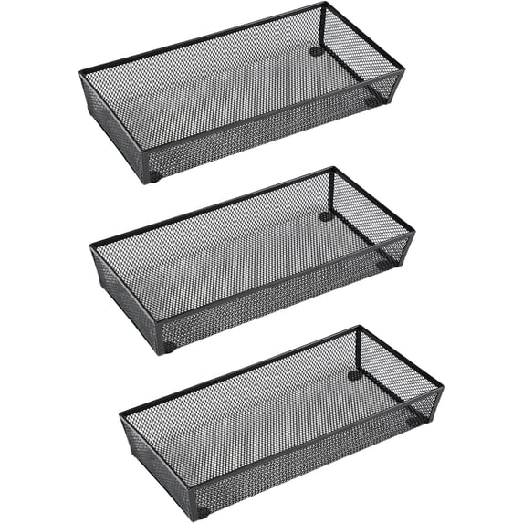 3 Pack Mesh Flatware Drawer Organizer for Kitchen/Office/Home Tools,Spoon Knife Fork Organizers Box Utensil Tabletop Storage Tray (12 x 6 2 Inch)