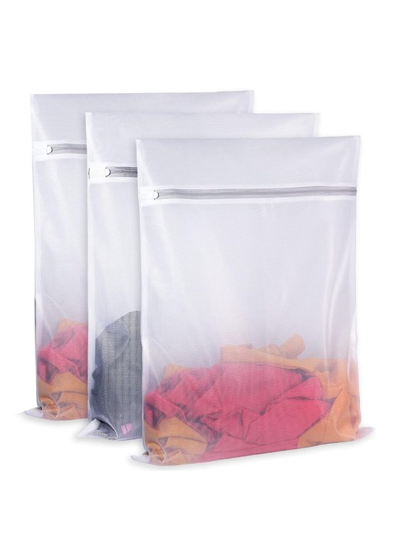 3 Pack Mesh Laundry Bags,Fine Net Wash Bag,Durable Travel Organization Bags with Zipper,Reusable Washing Machine Bag for Delicate Blouse, Hosiery, Underwear, Bra, Shoes, Lingerie Baby Clothes