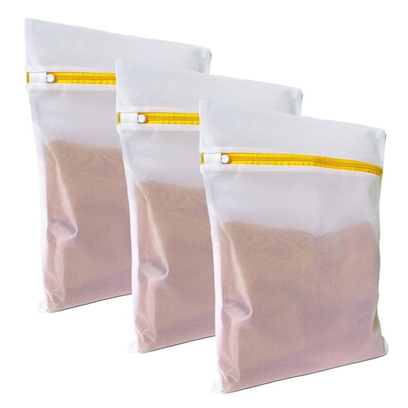 Laundry Club 3-Pack Mesh Zipper Laundry Wash Bag, 16" x 20"