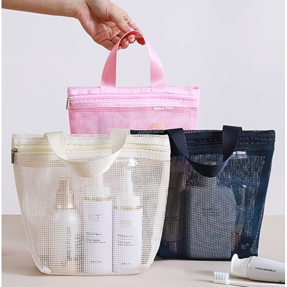 3-Pack Mesh Shower Caddy Bags  Portable Quick-Dry Hanging Toiletry Organizers with Zipper Pockets for Travel, Gym, Dorm, Camping & Bathroom Essentials TIKA