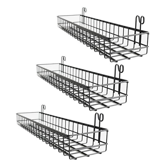 3 Pack Mesh Wire Basket, Hanging Tray, Wall Mount, 40x10cm