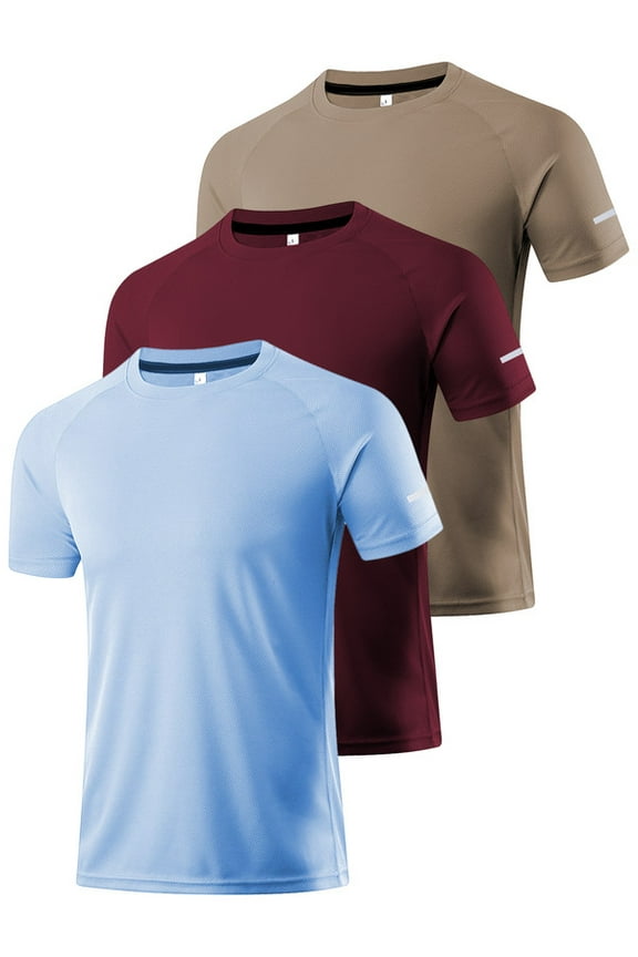 3 Pack Mesh Workout Shirts for Men Dry Fit Gym Shirts Quick Dry Athletic Short Sleeve T-Shirt Moisture Wicking