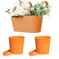 thumbnail image 1 of 3 Pack Metal Hanging Flower Plant Pots, Hanging Flower Pot for Indoor, Orange Fence Hanging Bucket Pots with Detachable Hooks for Railing, Fence, Balcony, 1 of 6