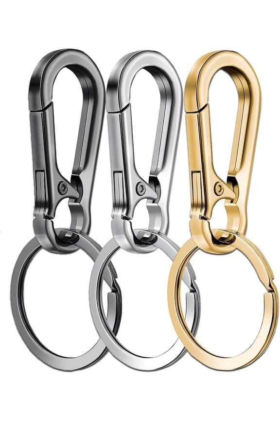3 Pack Metal Keychains with Carabiner Clip, Key Ring Holder Organizer for Home & Car, Stylish and Durable Key Chain Finder