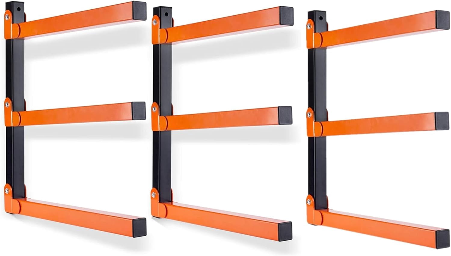 Storage Rack 3 Level 3 Pack Metal Lumber Storage Rack, Heavy Duty Steel, Wall Mounted, 3 ...