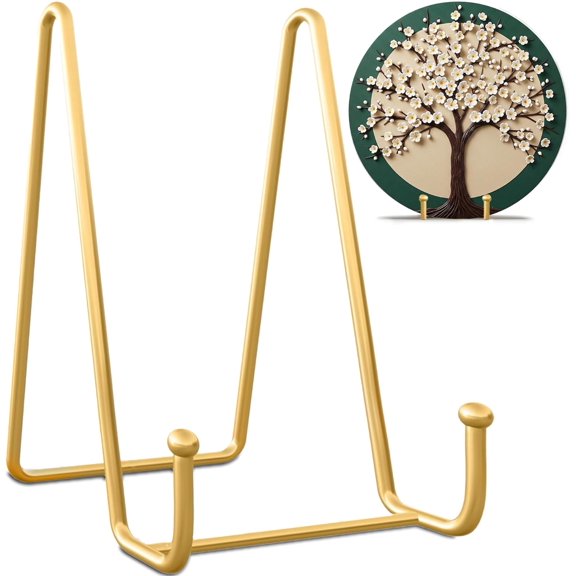 3 Pack Metal Plate Display Stands - 6 Inch Small Easel Holders for Decorative Plates, Pictures, Artwork & Photo Frames - Tabletop Book Stand for Art Display, Wedding Decor, Dessert Platter