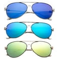 thumbnail image 1 of 3 Pack Metal Rim Aviator Sunglasses for Men for Women, Flat Lens UV400, Full Metal Temple, Blue, Green & Yellow, 1 of 2