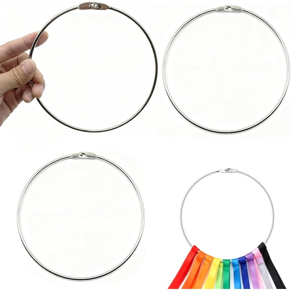 3 Pack 4.57 Inch Metal Keychain Rings,Bexikou Stainless Steel Rings Wrench Organizer,Easy to Open and Close Loose Leaf Binder Rings for Index Card DIY Photos Files Home or Office
