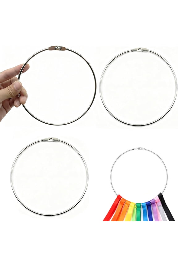 3 Pack 4.57 Inch Metal Keychain Rings,Bexikou Stainless Steel Rings Wrench Organizer,Easy to Open and Close Loose Leaf Binder Rings for Index Card DIY Photos Files Home or Office