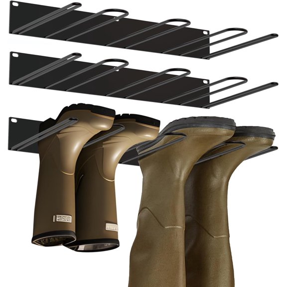 3 Pack Metal Wall Mounted Boot Rack, Sturdy Alloy Steel, Rust Resistant, Accommodates All Types of Boots, Holds 3 Boots Each, Organizes and Dries Footwear, Easy Installation
