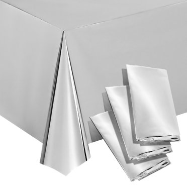 Metallic Foil Rectangle Tablecloth 40"x90" Silver