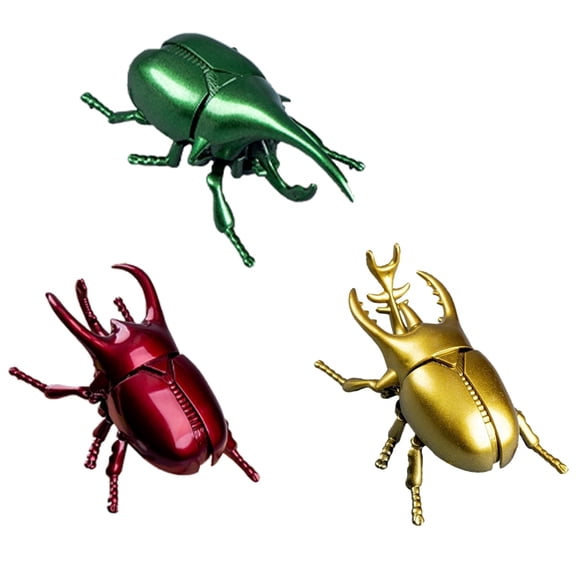 3-Pack Metallic Simulated Beetle Toys - Realistic Insect Figures for Kids, Educational Sensory Play Toys for Outdoor Exploration & STEM Learning, Gift for Boys & Girls