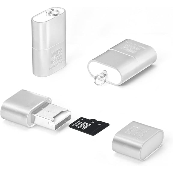 [3 Pack] Micro SD Card Reader for Android,Micro to USB Adapter, TF with Mini Size Camera Memory Reader, PC Laptop (Silver)