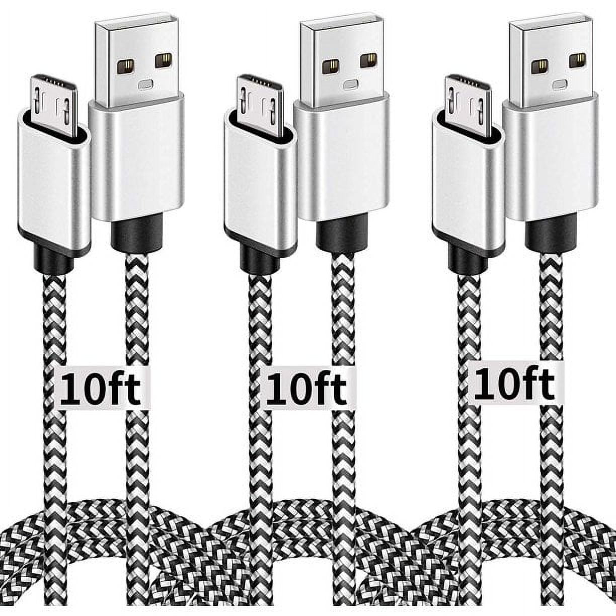 3 Pack Micro USB Cable 10ft, Universal Android Charger Cable for Samsung Galaxy, LG, Motorola, PS4 and More (USB 2.0 A Male to Micro B)