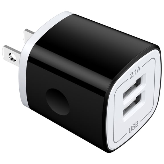Hootek USB Wall Charger Block, 2.1A Dual Port Charger Block Fast Charger Charger USB Plug Adapter Brick Cube Charger Box Fast Charging Block for Android Samsung, Black